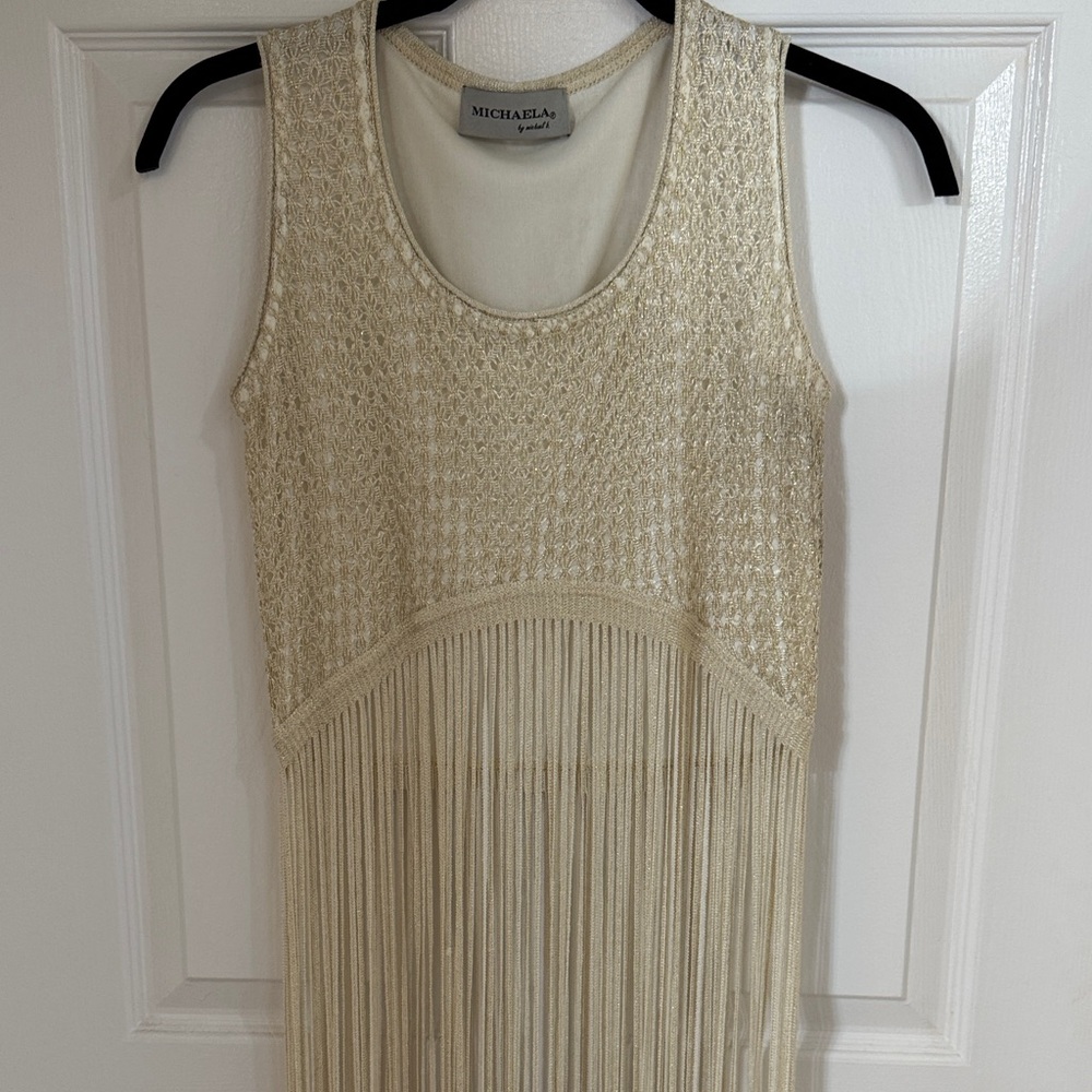 Cream Fringe crop top